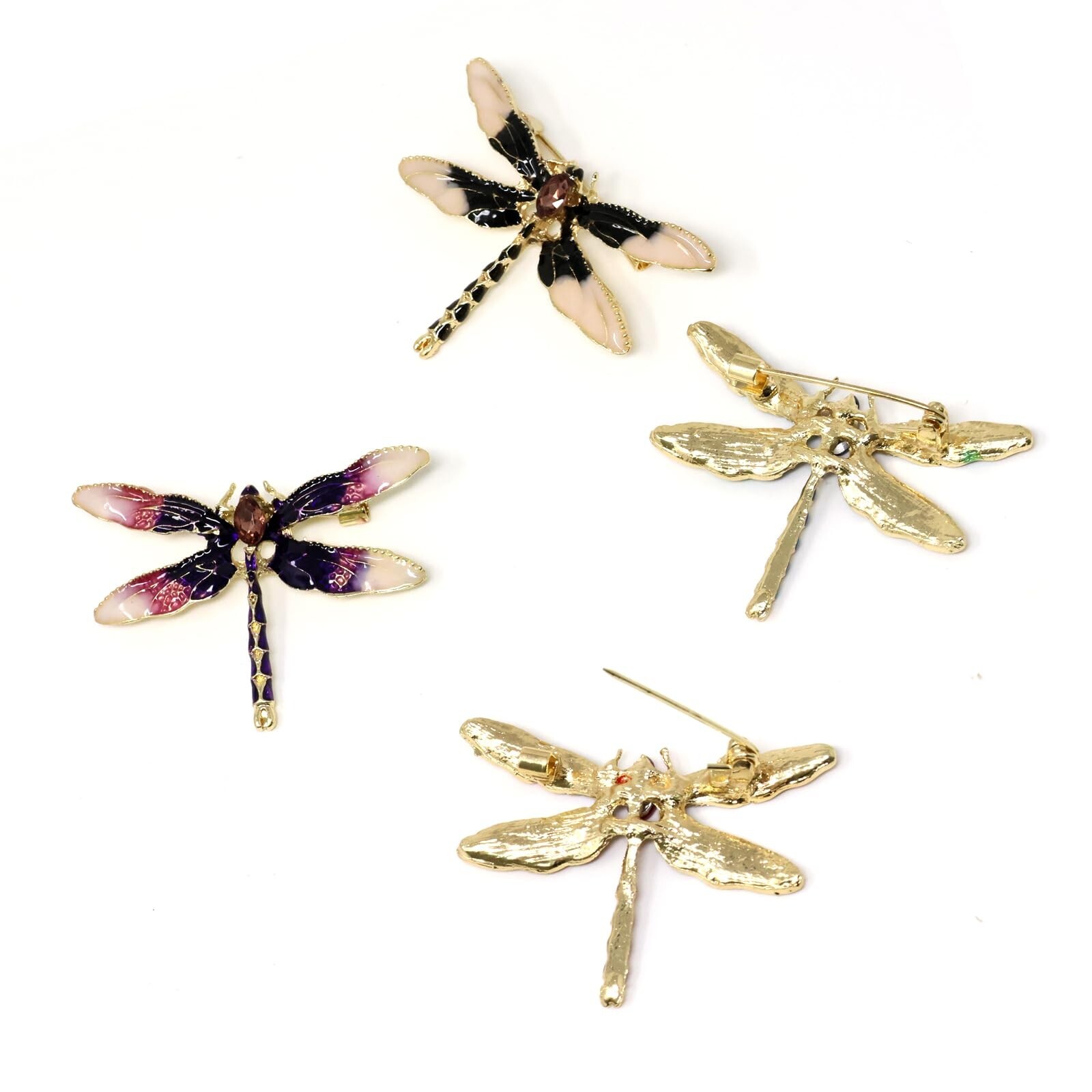 Honbay 4PCS Chic Dragonfly Brooch Pins Enamel Alloy Cute Animal Dragonfly Bro…