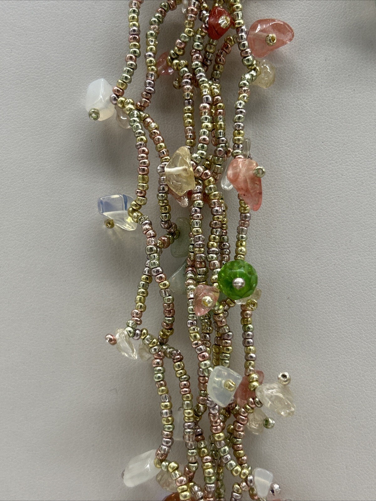 VTG Multicolor Cascade Necklace Woven Bead Crystals w/ 925 Earrings – Guatemala