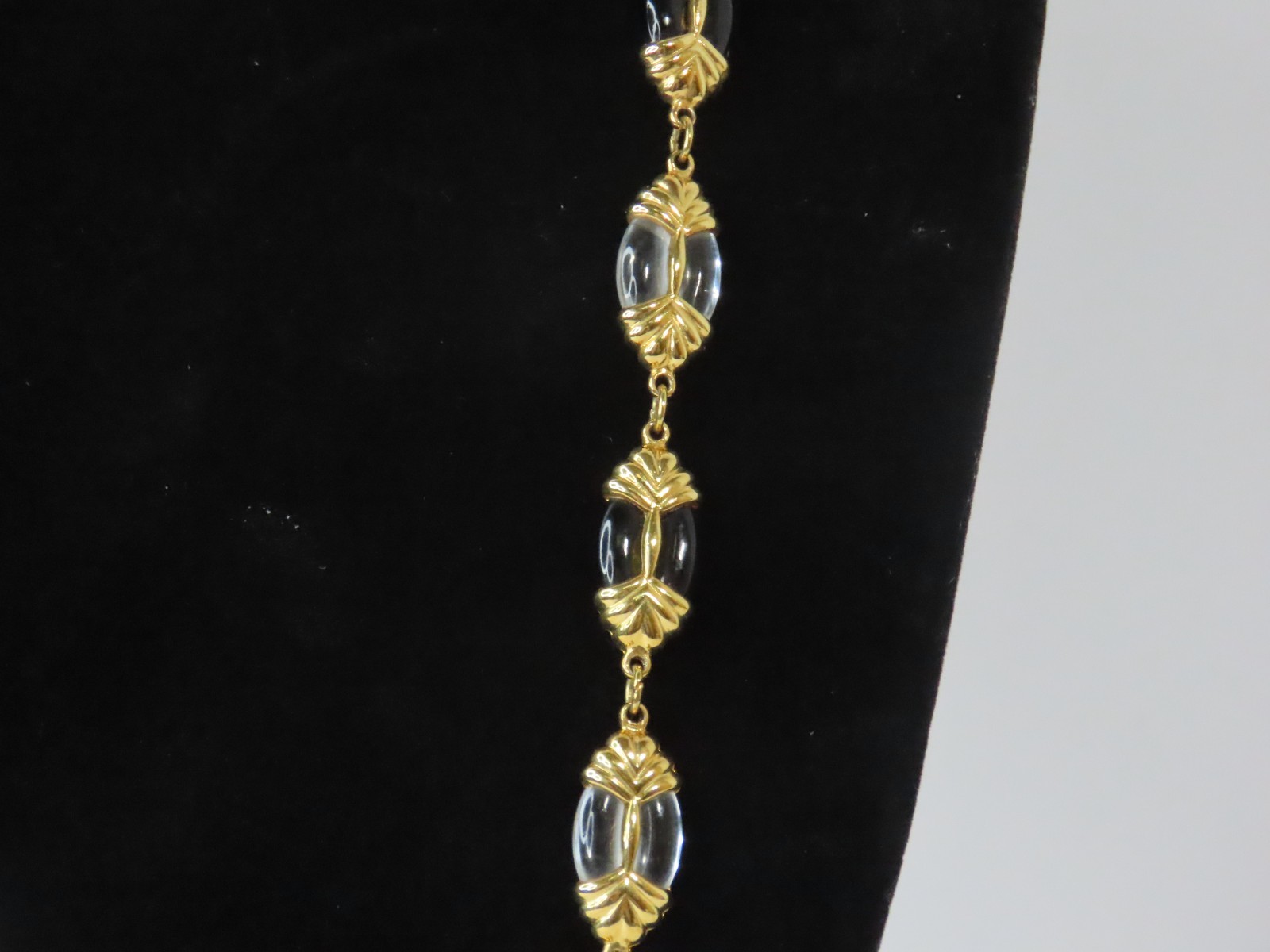 Swarovski Black & Clear Crystal Oval Bead Necklace Gold-tone w/Swan Mark 24″