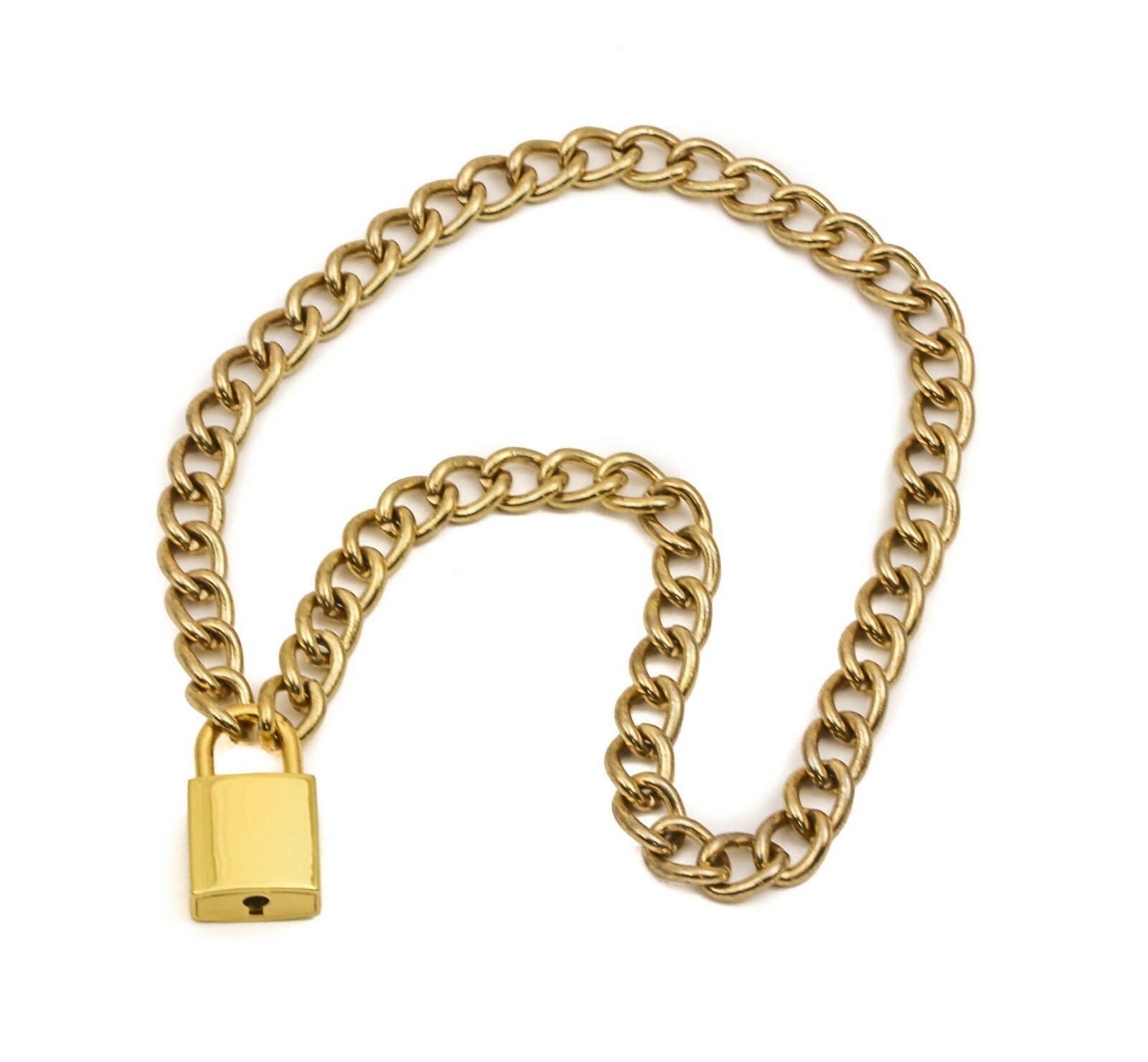 Gold Square Padlock Sid Vicious Style Pendant Punk Goth Thrash Metal Style