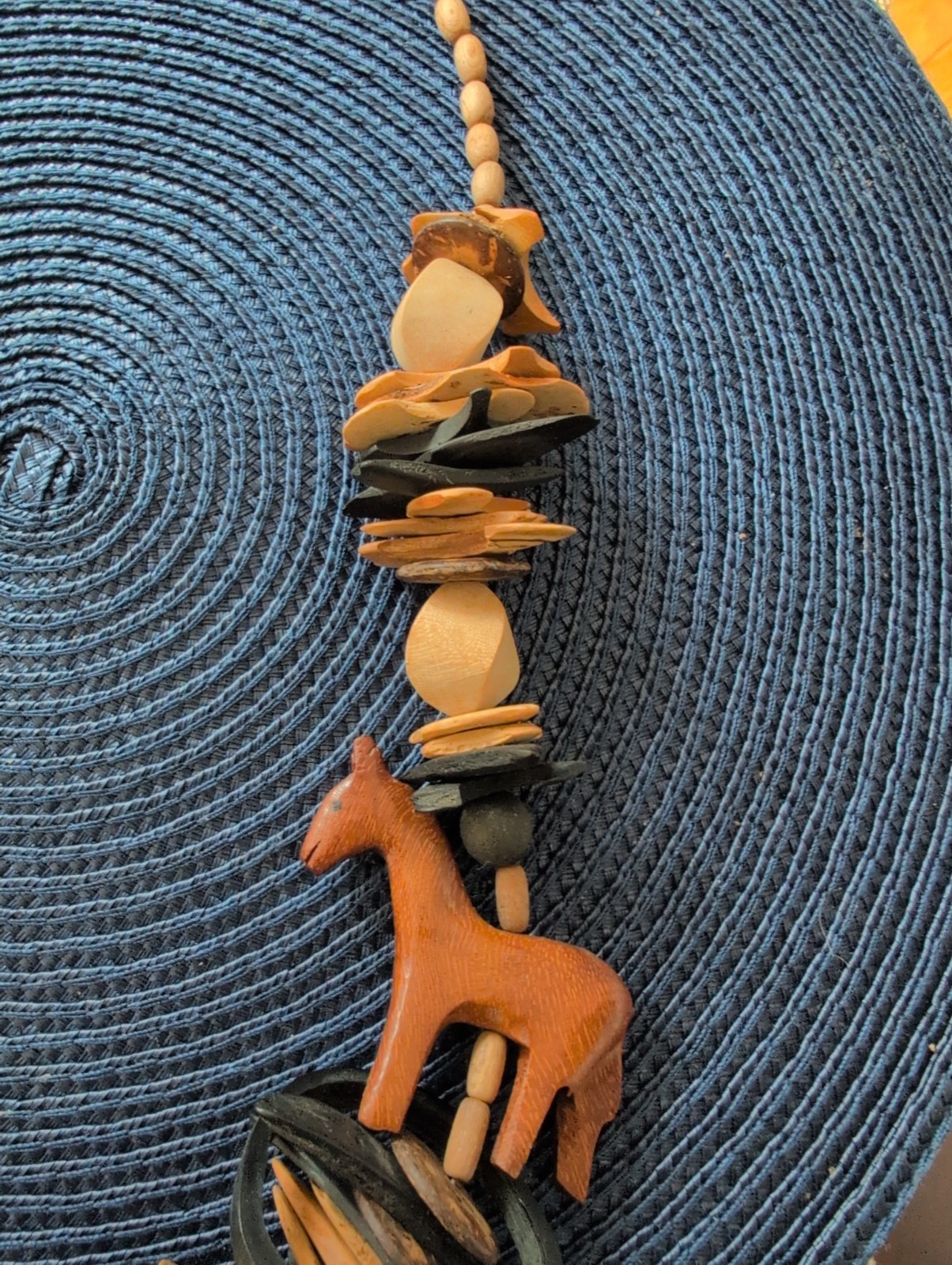 Vintage Necklace, Wood Animals & Beads