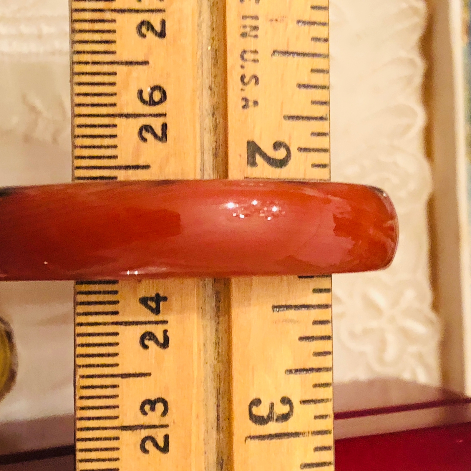 Natural Agate Bangle Bracelet Hand-Carved For Baby Child Small Adult Red 2 1/4″