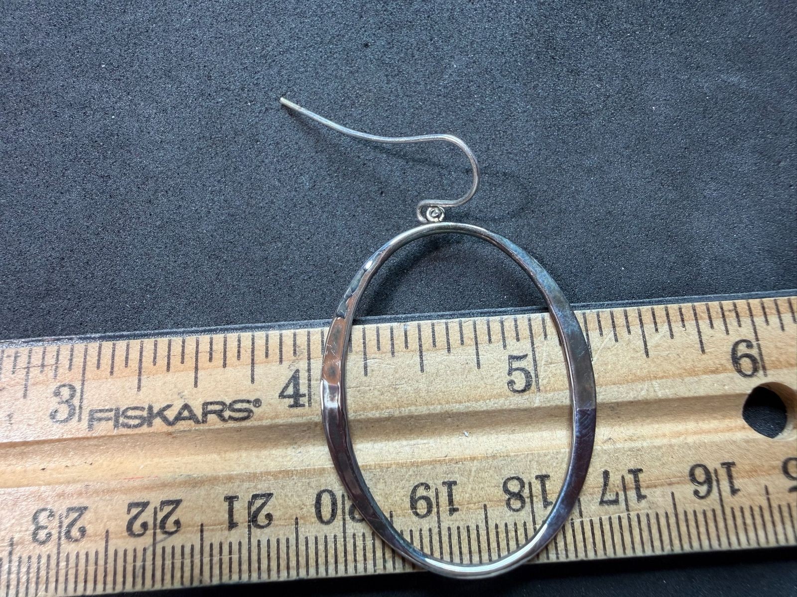 3.74g Vintage Sterling Silver 925 Large Oval Hoop Dangle Drop Earrings M