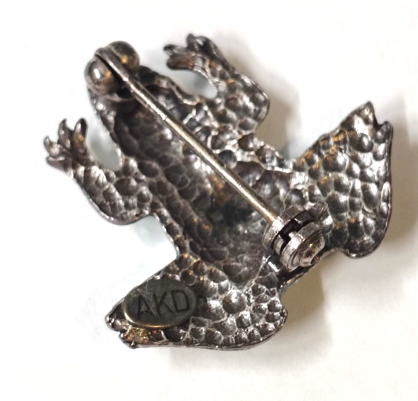 The Glass Works Studio Crystal & Enameled Tree Frog Brooch