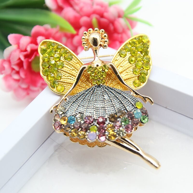 Cute Angel Brooch for Women Enamel Retro Rhinestone Wedding Clothing Lapel Pins