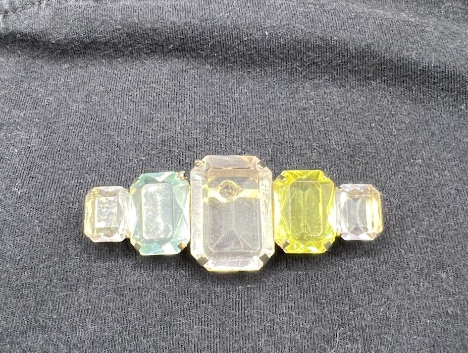 Vintage 1970 Faceted Look Acrylic Pastel Gem Brooch