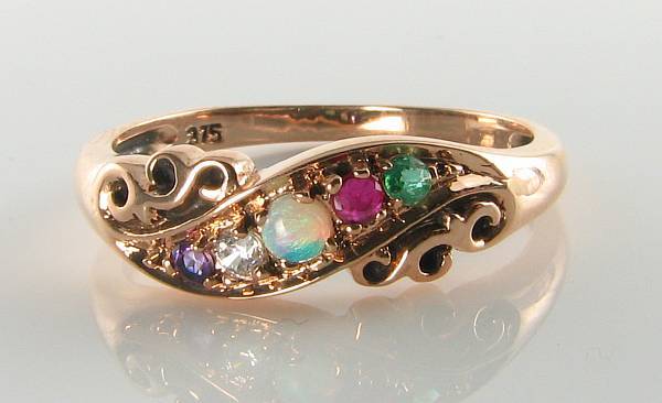 9K 9CT ROSE GOLD AMETHYST DIAMOND OPAL RUBY EMERALD ADORE GYPSY BAND RING