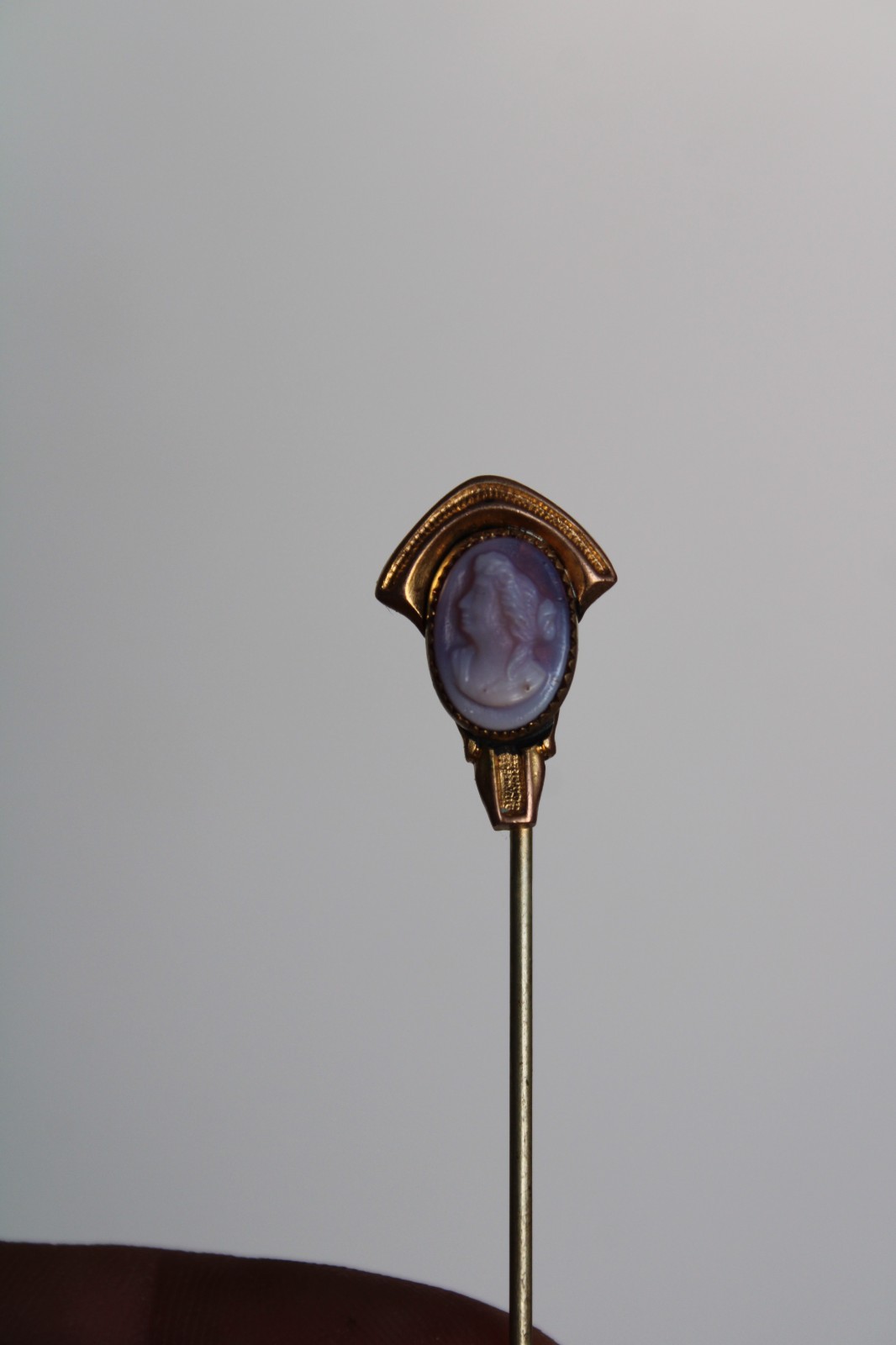 (2) Antique Art Nouveau Cameo & Shield Portrait Stick Pin