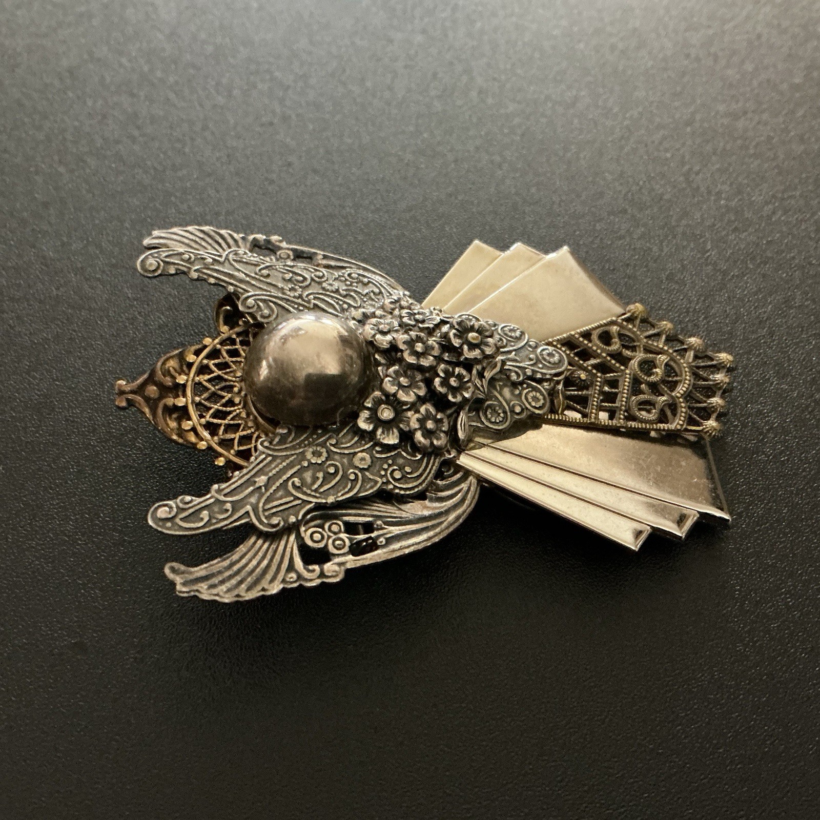 Vtg Brooch SilverT Angel 3” L 2-1/4” W Signed By Artist 1997 Memorial Ethereal