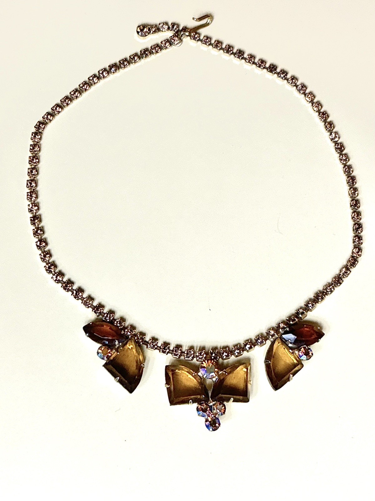RARE Delizza & Elster JULIANA Butterscotch Carmel AB Rhinestone Choker Necklace