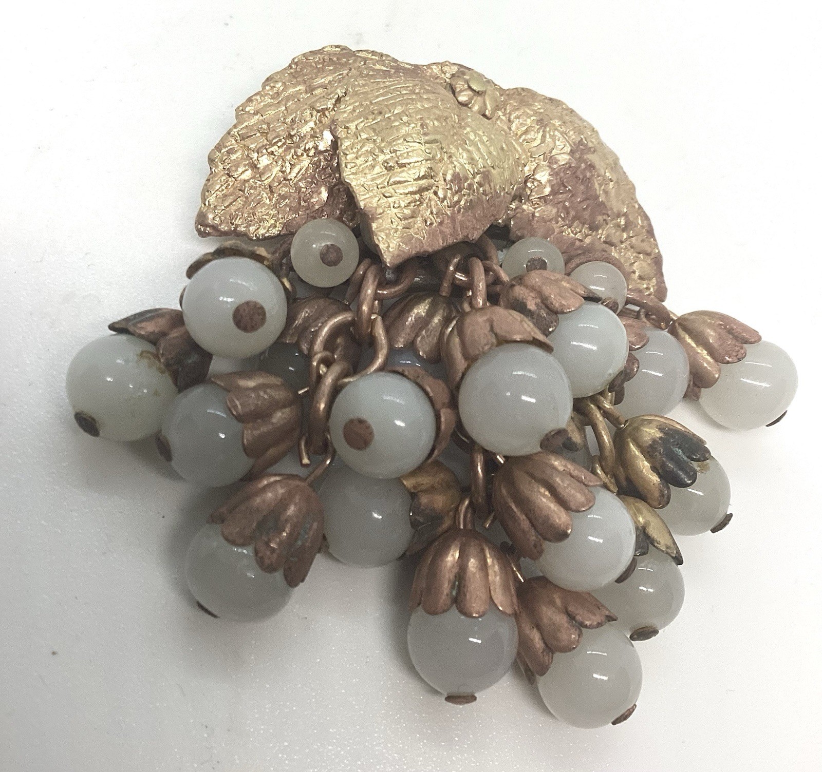 Miriam Haskell Early Handmade Gripiox Drop Dangle 2 Inch Brooch