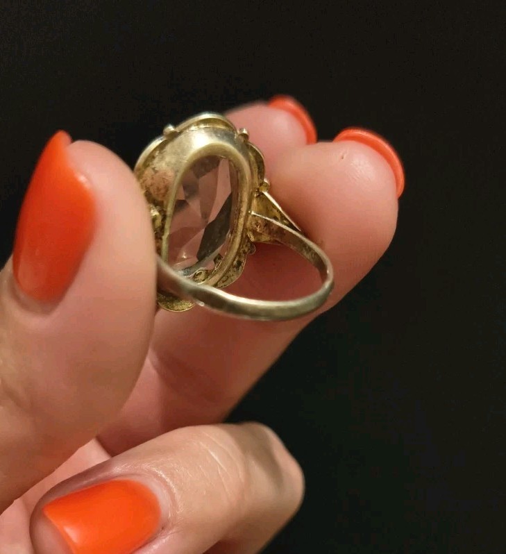 Vintage Gilt Silver Engagement Ring 875 soviet Women’s Jewelry