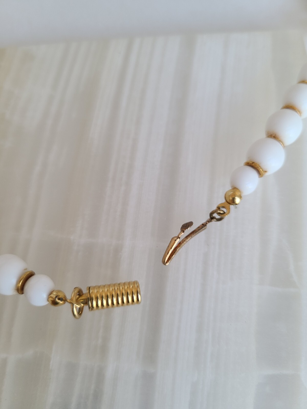 Vintage ORENA PARIS Gold Tone Enamel Necklace – Glass Beads Estatement