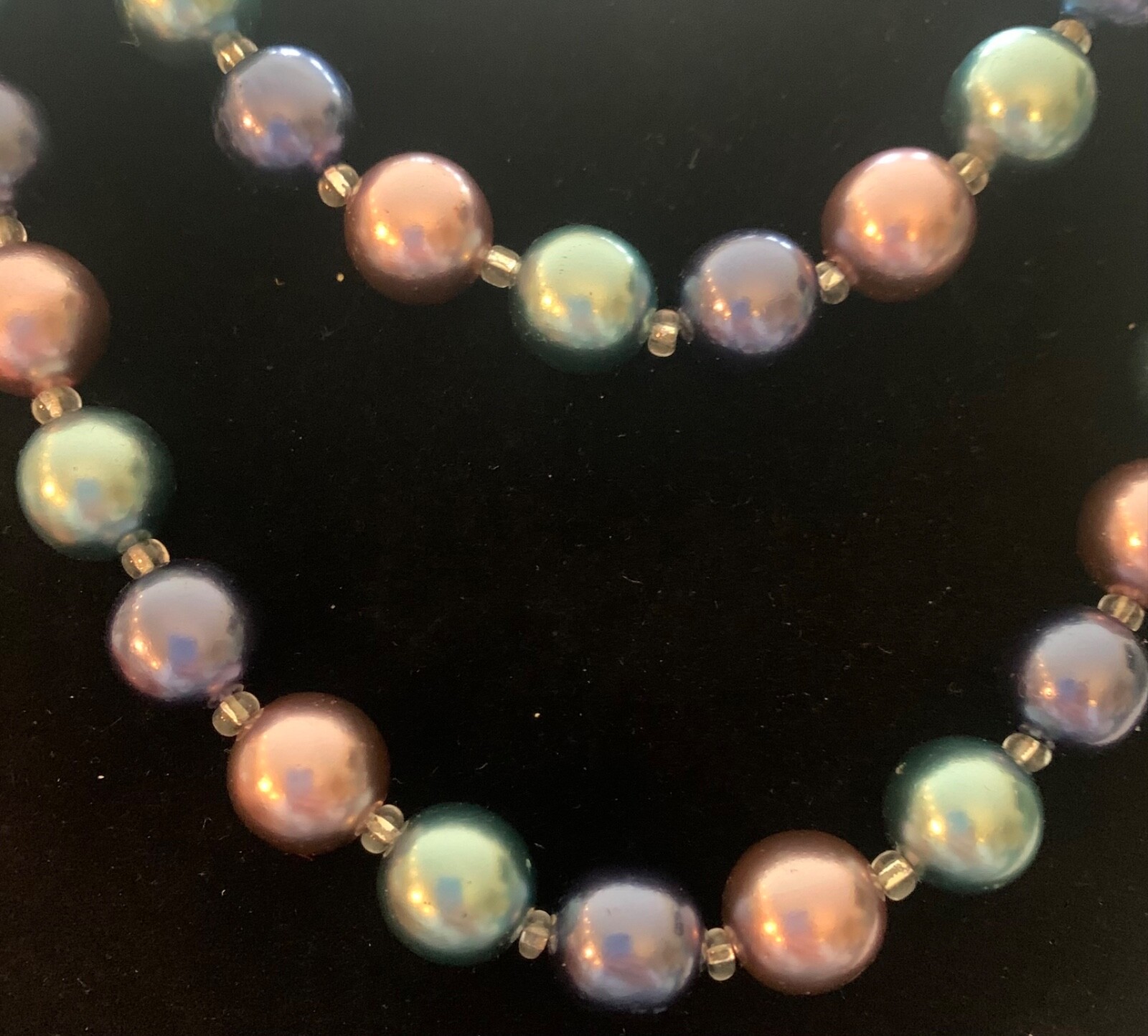 VINTAGE JOAN RIVERS Multi-Color Pastel Pearl Bead Strand Long Necklace