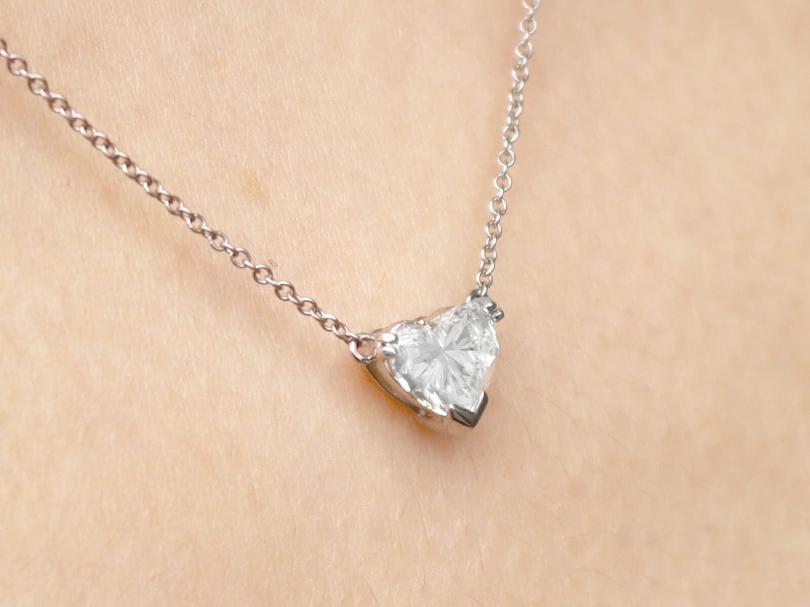 Vintage 1.00Ct Diamond and 18k White Gold Solitaire Pendant Circa 1990