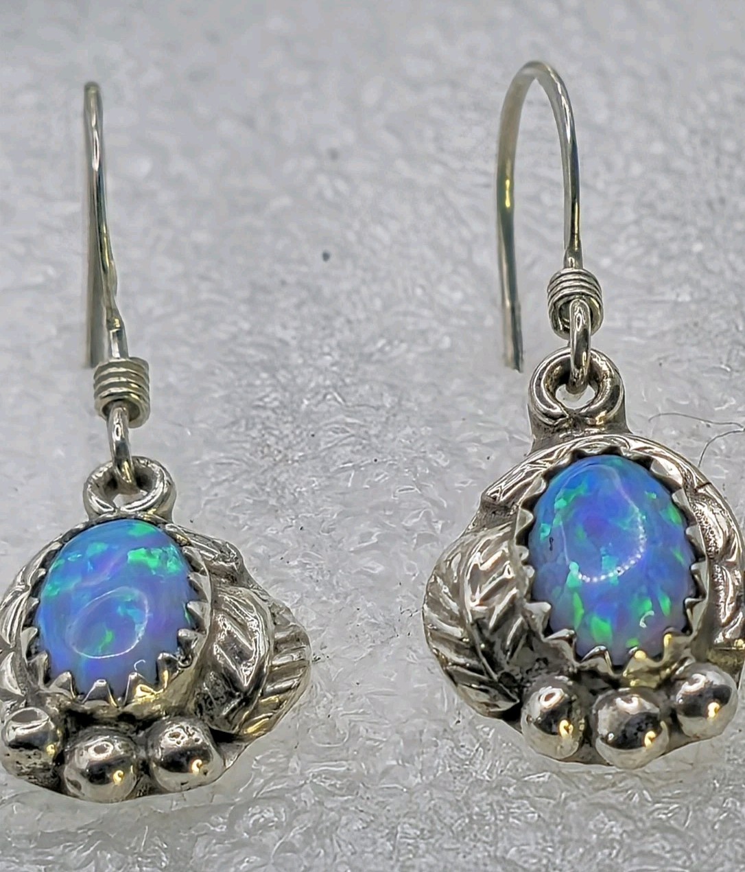 Sterling Silver & Opal Dangle earrings 2.17 Gs