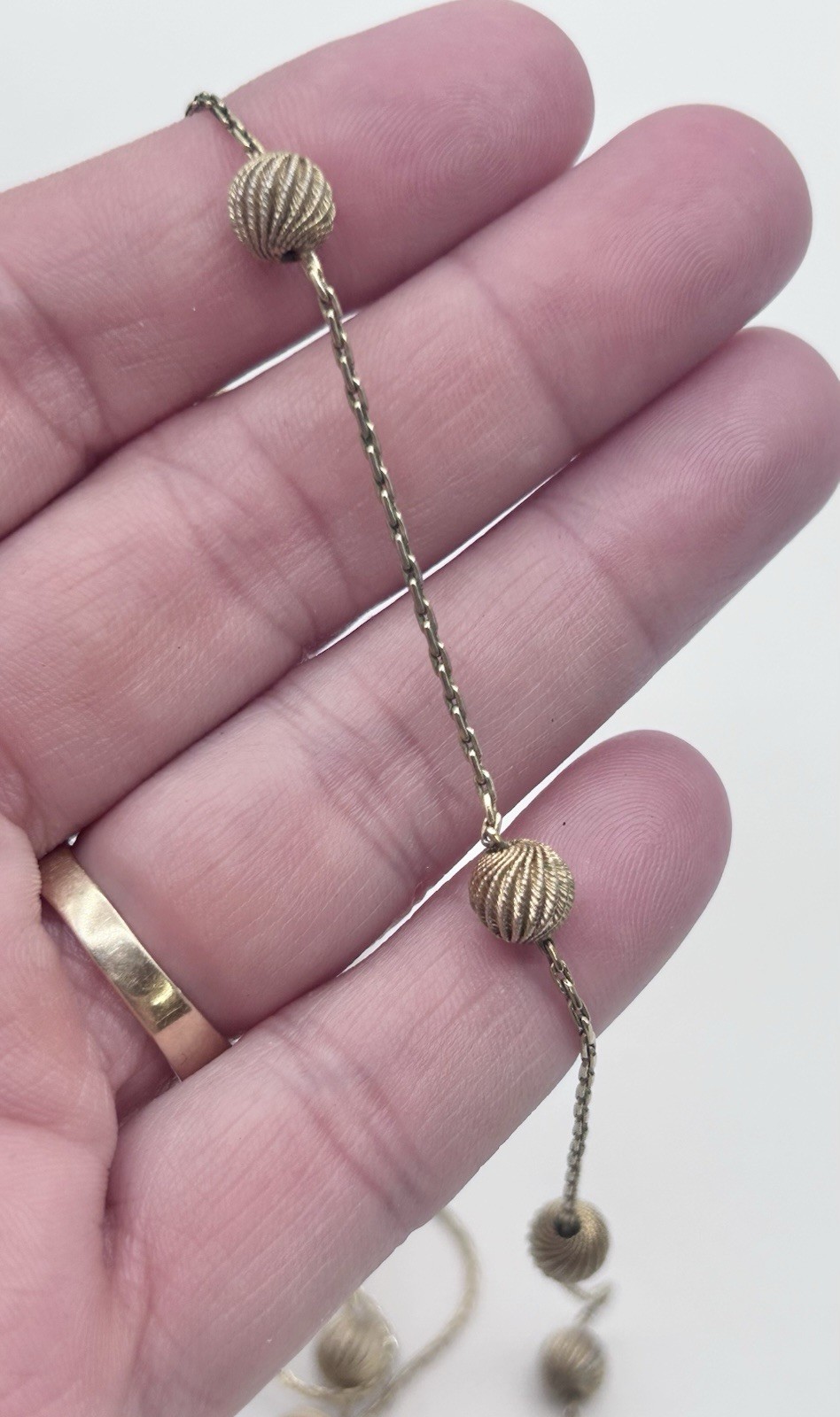 Vintage 1969 Henkel & Grosse Opera Gold Plate Ball Necklace Tested 16”