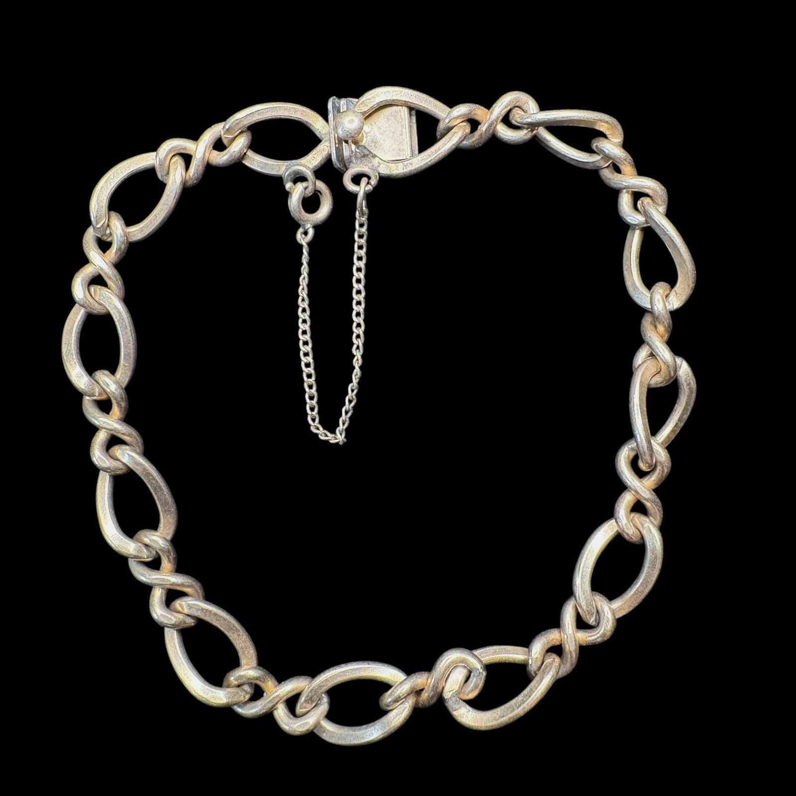 Vintage 1/20 12K GF Link Charm Bracelet Safety Chain Automade SZ 7 1/4