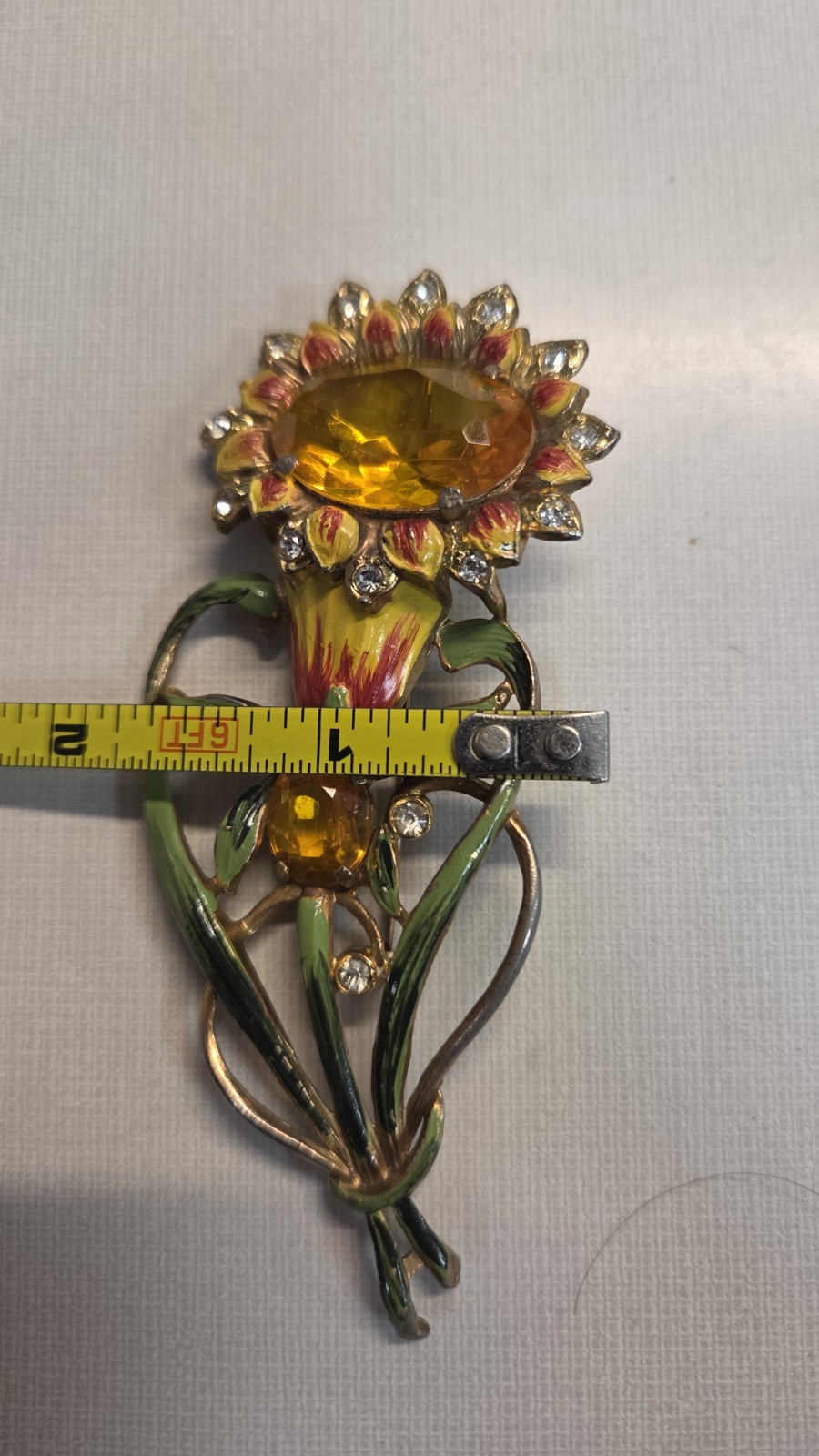 Vintage 1930s-1950s Large Sun Flower Brooch Pin