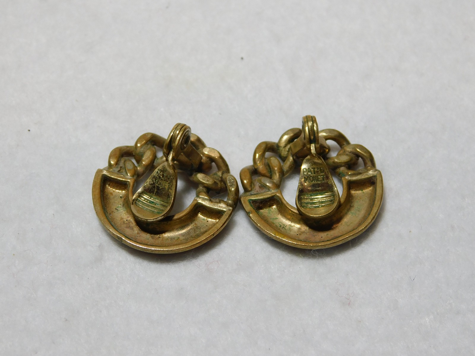 Pair of Pat D Monet Gold Tone Clamp On Earrings from An Estate Auction