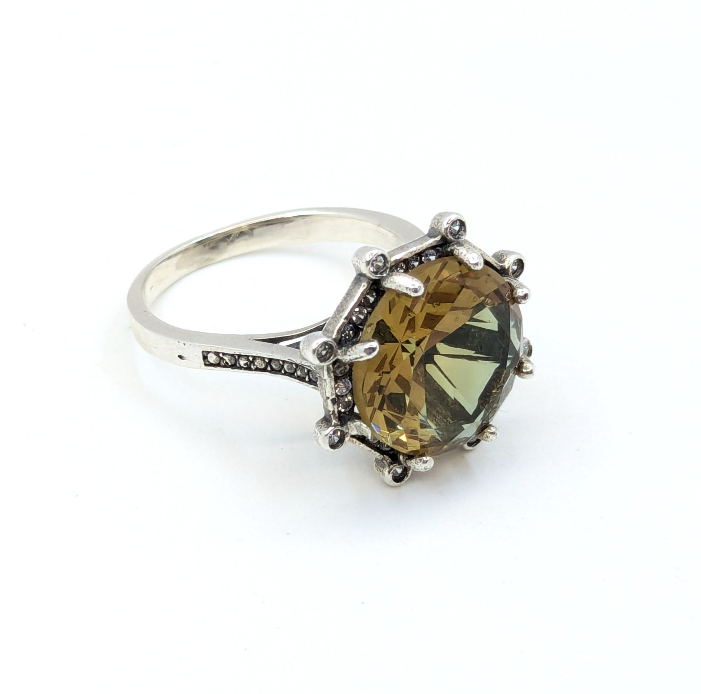 Vintage Luxury RING Silver 925 with Big Bright Stone -size: 7US (17.5mm) | #5