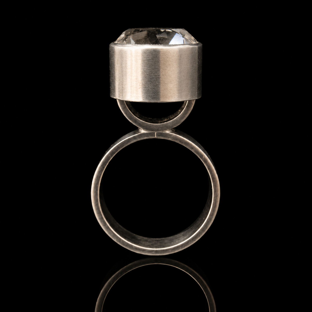 Vtg Brd.B Brødrene Bjørklund Denmark Sterling Silver Rock Crystal Ring Size 7.5