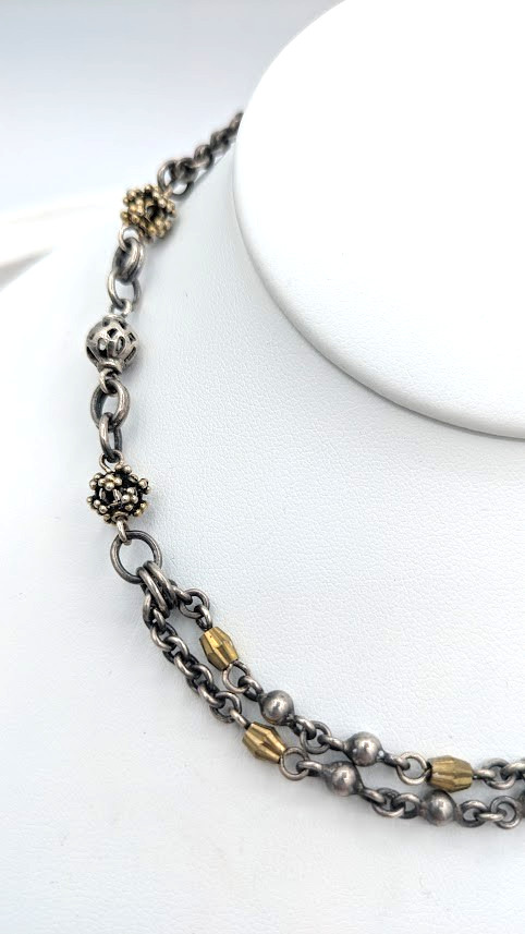 Sterling Silver Necklace Earring Set Artisan 925 Chain Link