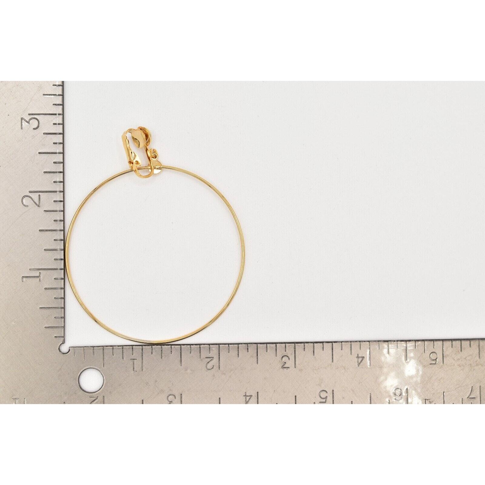 Vintage Dangle Clip Earrings Lightweight Gold Tone Large Round NOS 1980s BinA4