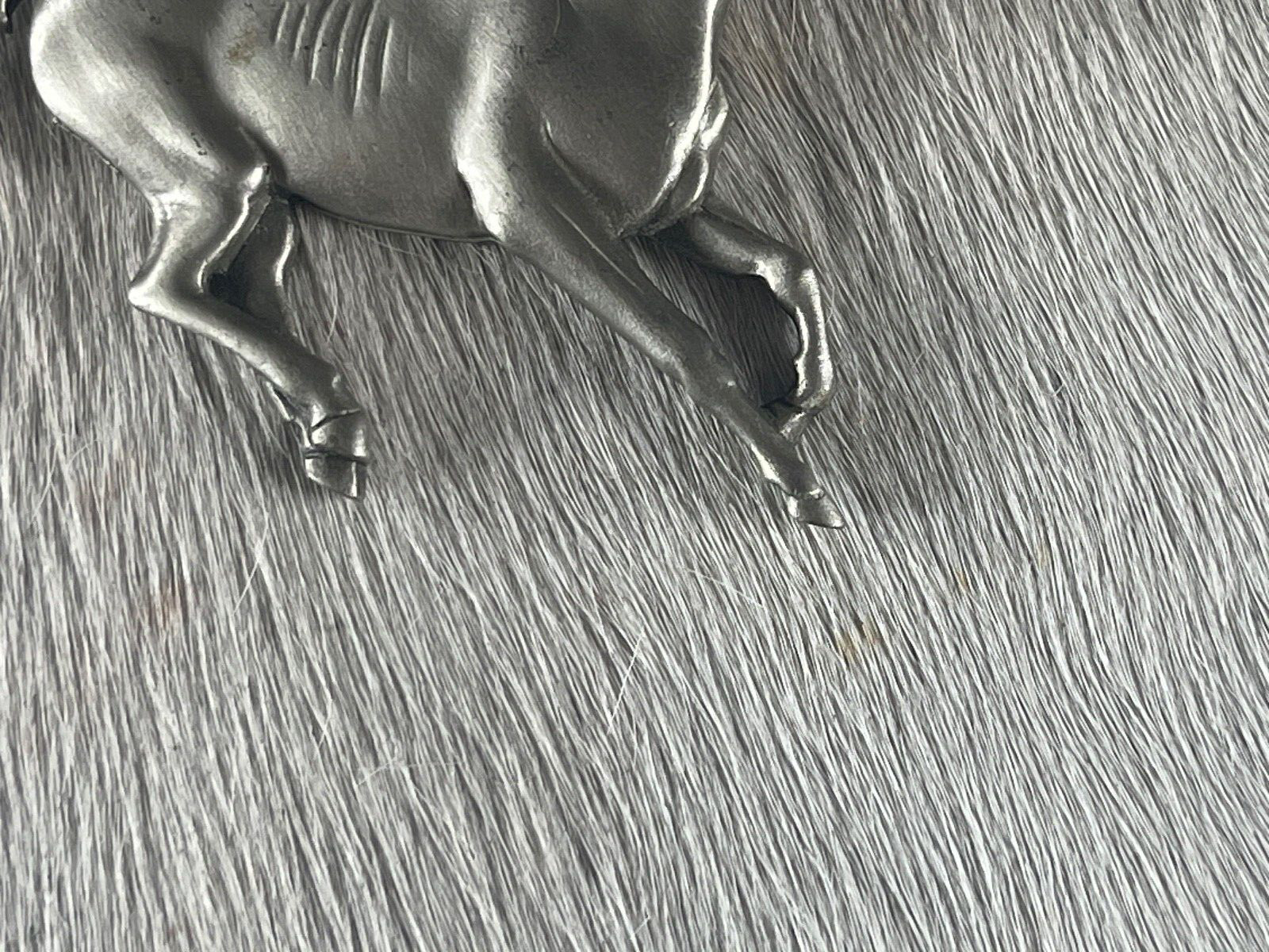Western Womens Pin 3 x 2 1/4 inch Horse pinback Silver Detailed Features