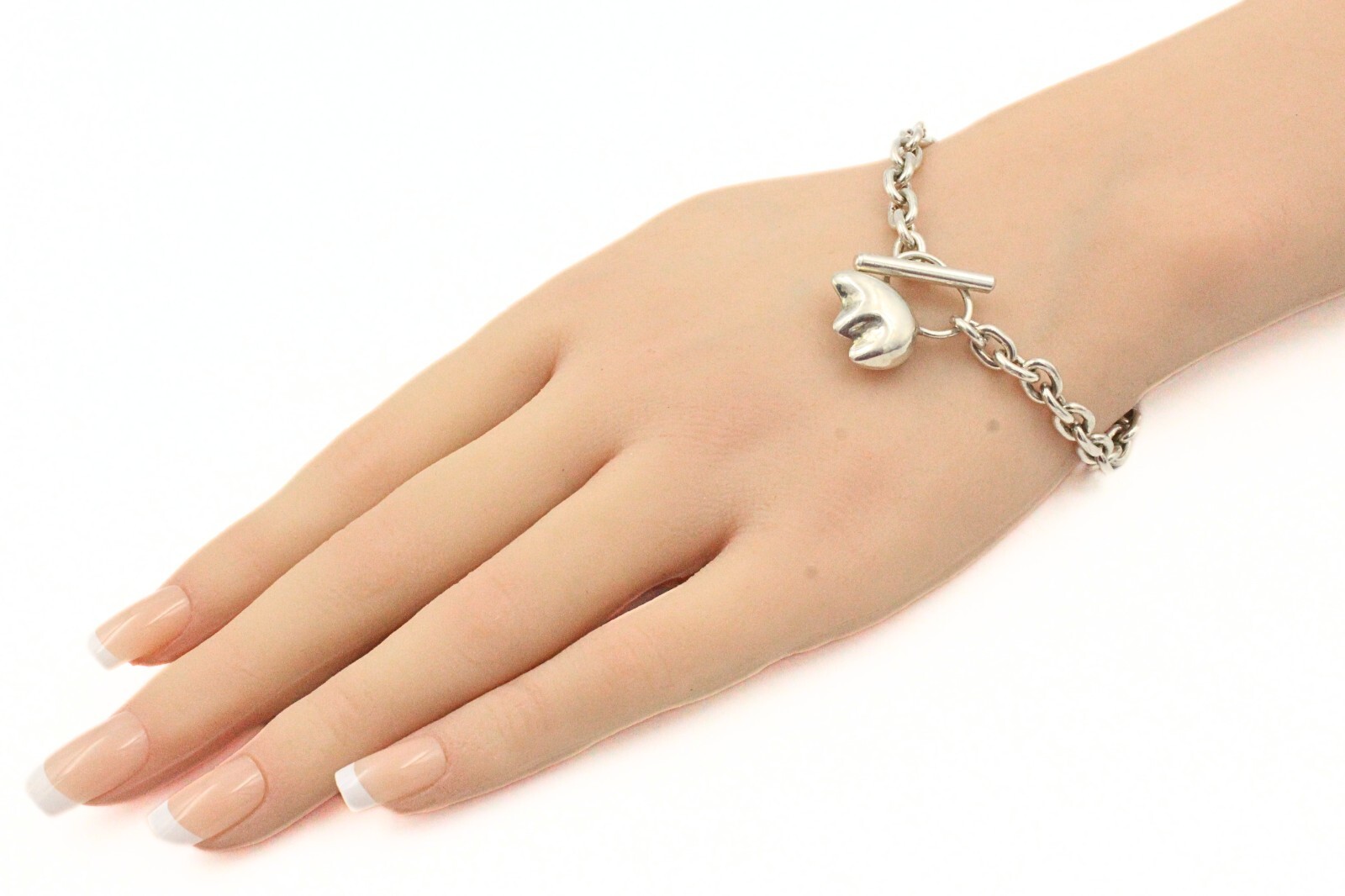 Stupendous Sterling Silver Bear Figural Toggle Closure Chain Link Bracelet