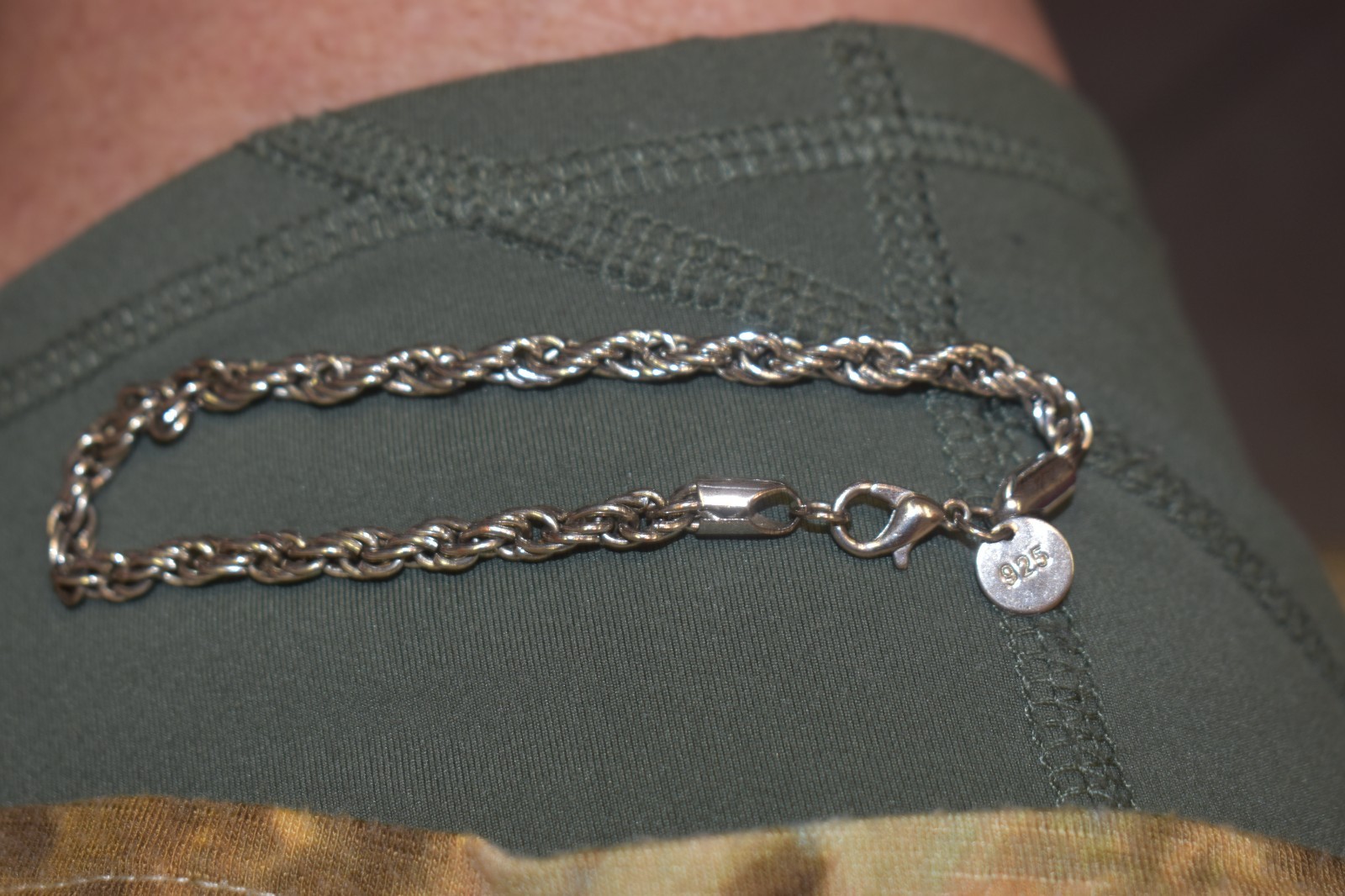 Vintage .925 Silver Double Chain Bracelet with Lobster Claw Clasp – 7″L