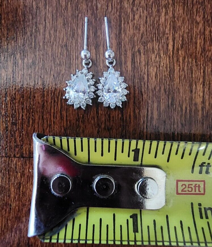 Vintage Silver CW 925 Women Drop Dangle Pierced Earrings