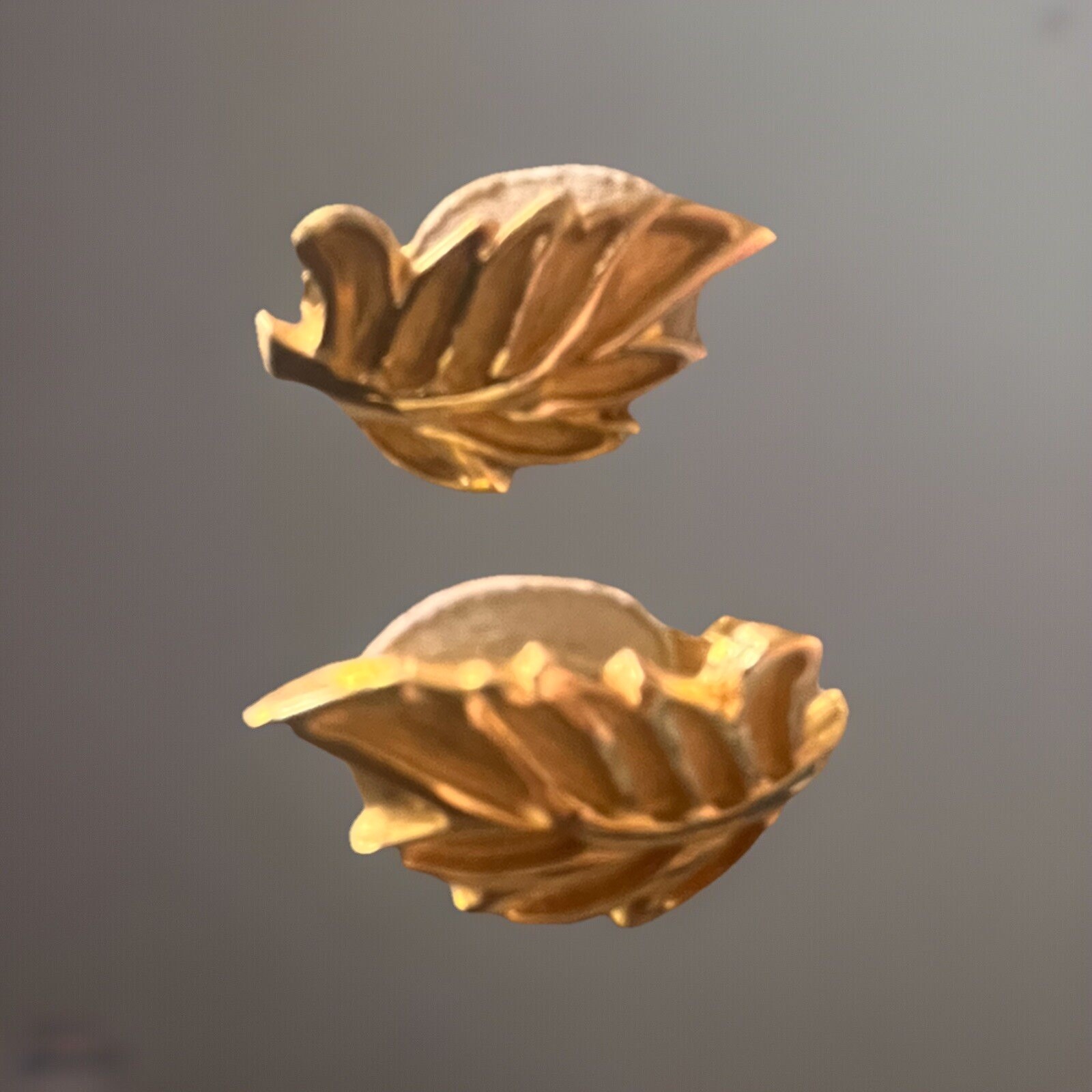 Vintage Gay Boyer Gold Tone Leaf Clip On Earrings.