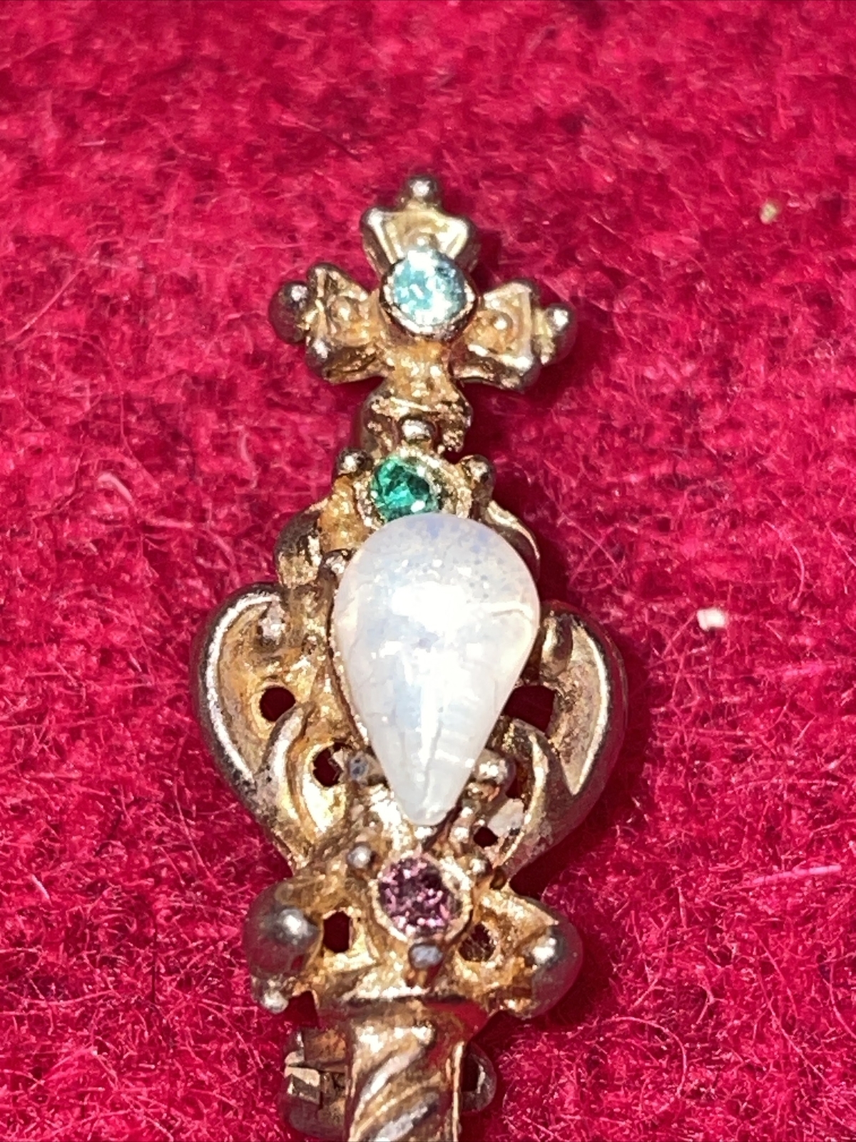Antique Sword Brooch w/Ruby, Amethyst, Opal, Emerald And Blue Colored Gemstones