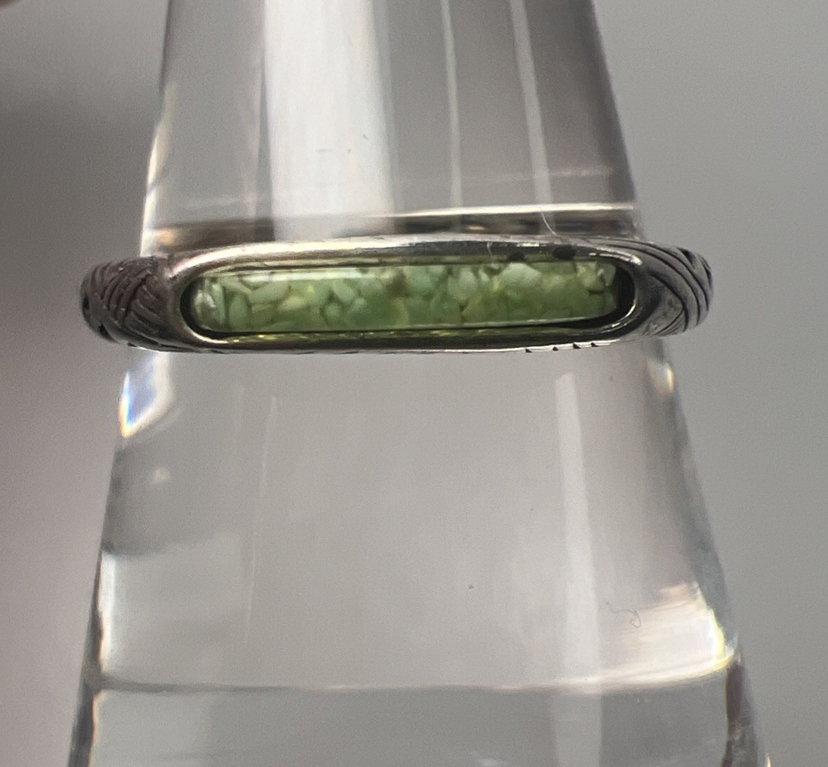 Carolyn Pollack 925 Sterling Silver Etch Green Turquoise Stack Ring Sz 8.5