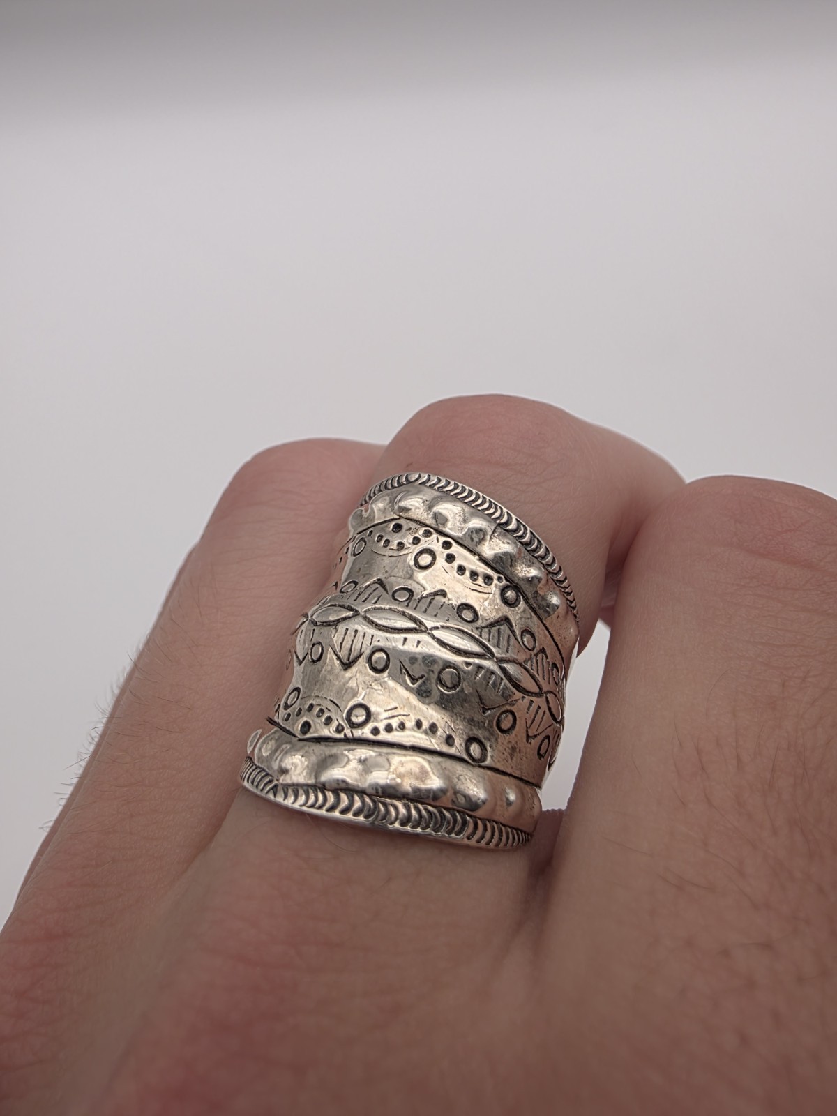 Vintage Designer BBJ Southwestern Sterling Silver 925 Ring Size 10.5