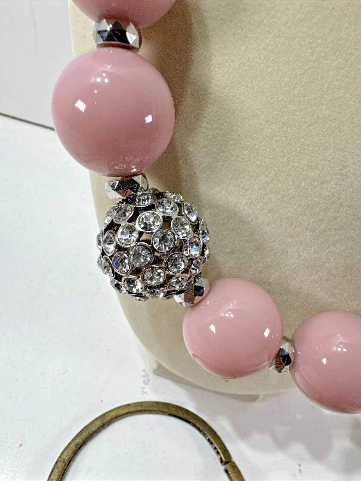 Beautiful Vintage Estate Lot 3x PINKS Beaded/Metal Necklaces & Bracelet
