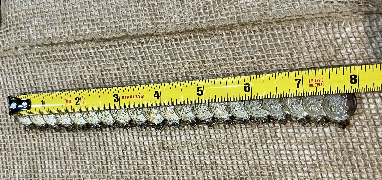 Vintage Mexican Coin Bracelet Centavos Coin Link Souvenir 8″ 1950s’ Retro
