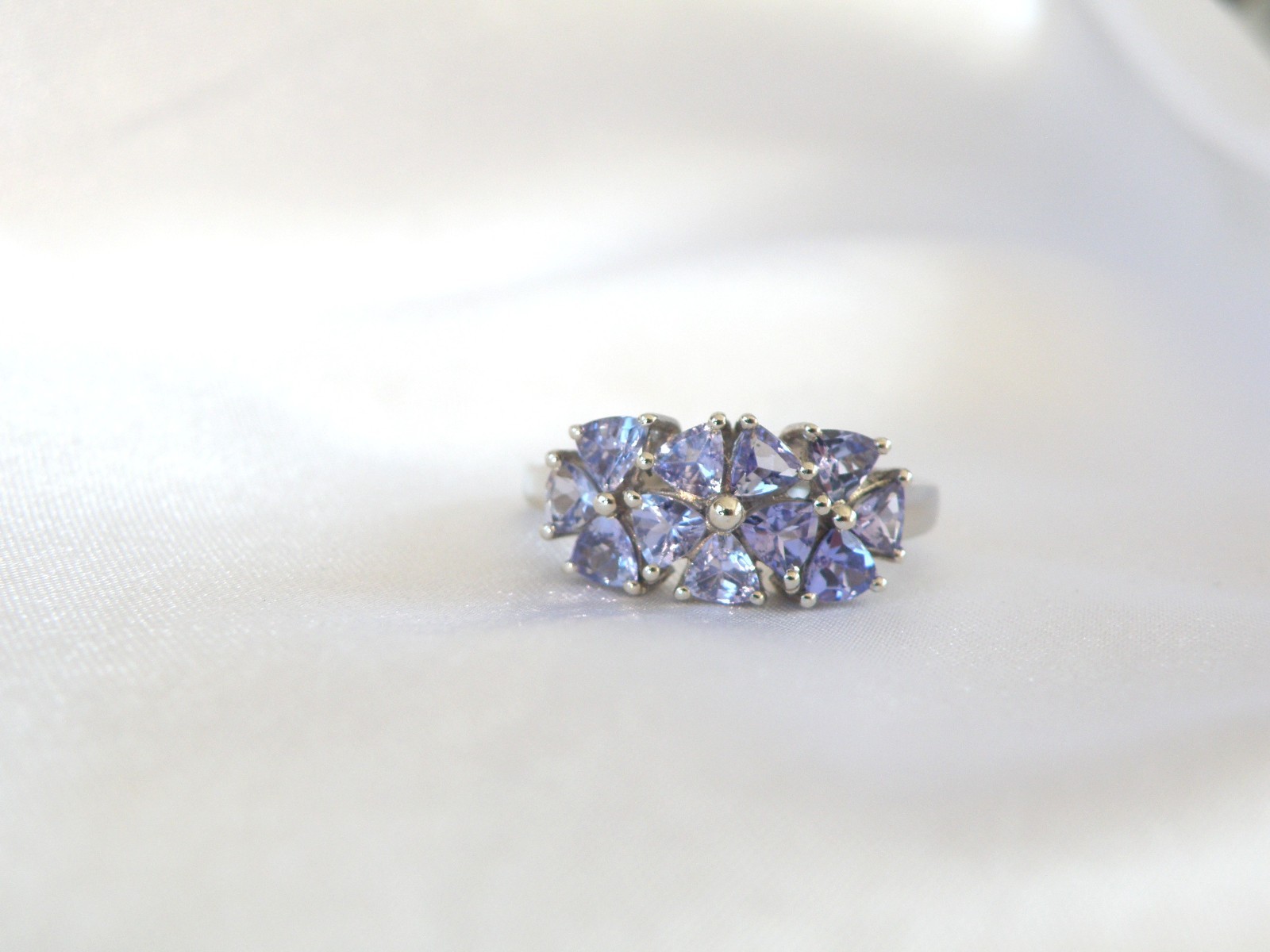 Vintage Sterling Silver 925 Natural Heated Tanzanite Band Ring Size 7
