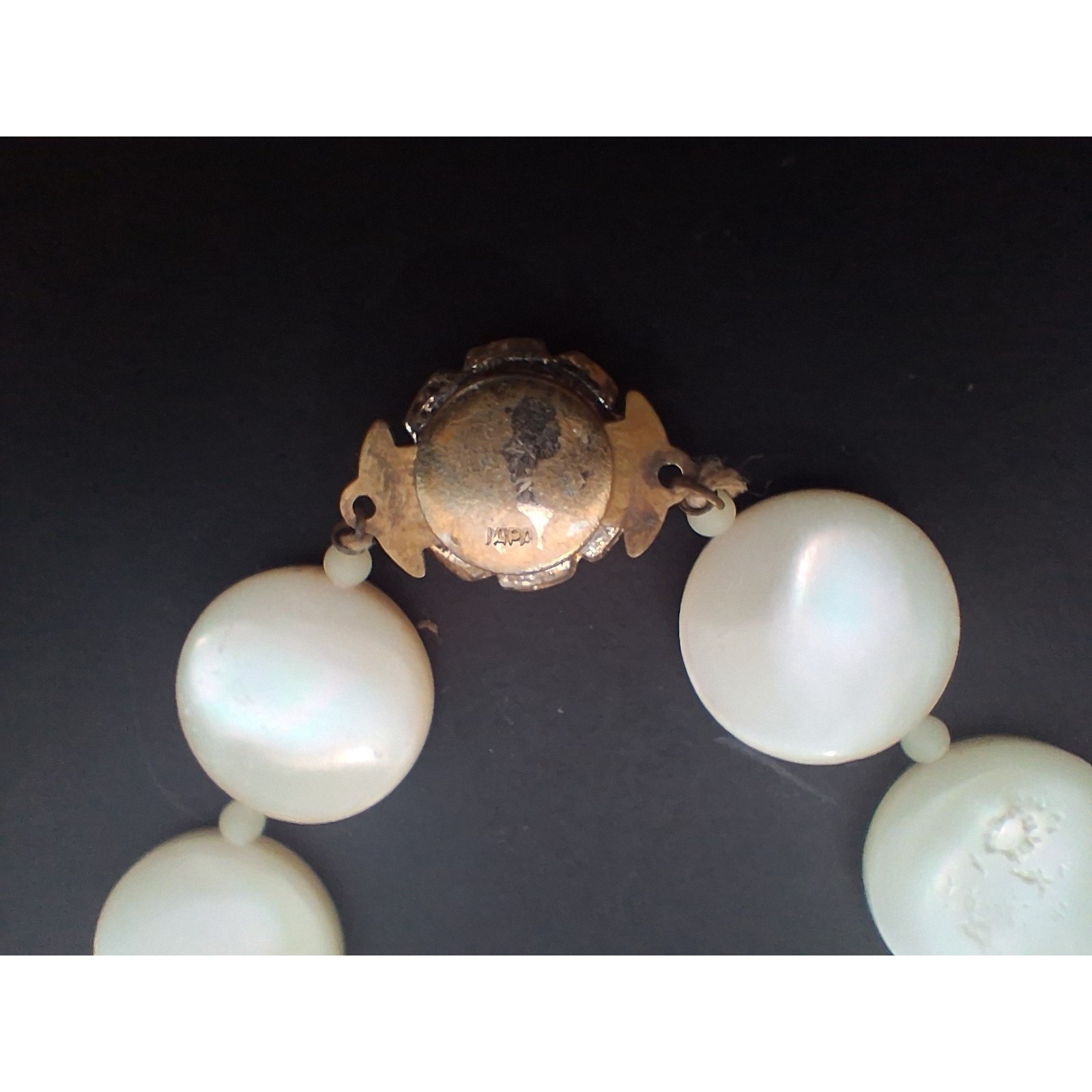 Vtg Mother of Pearl Necklace Earrings Brooch Set Japanese Floral /Flower Design