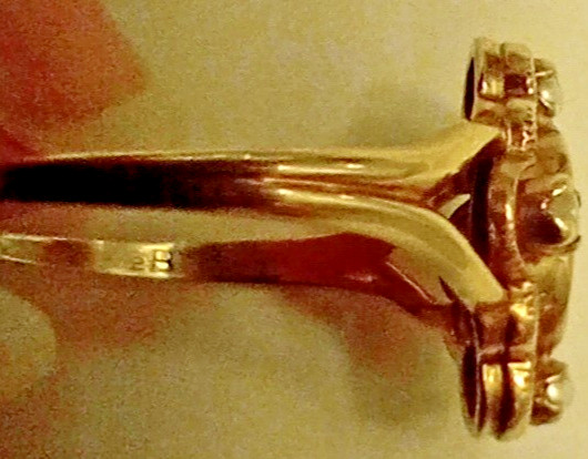 MARVELOUS ANTIQUE OSTBY BARTON 10K GOLD RED STONE SEED PEARL RING SZ 6.75 OB