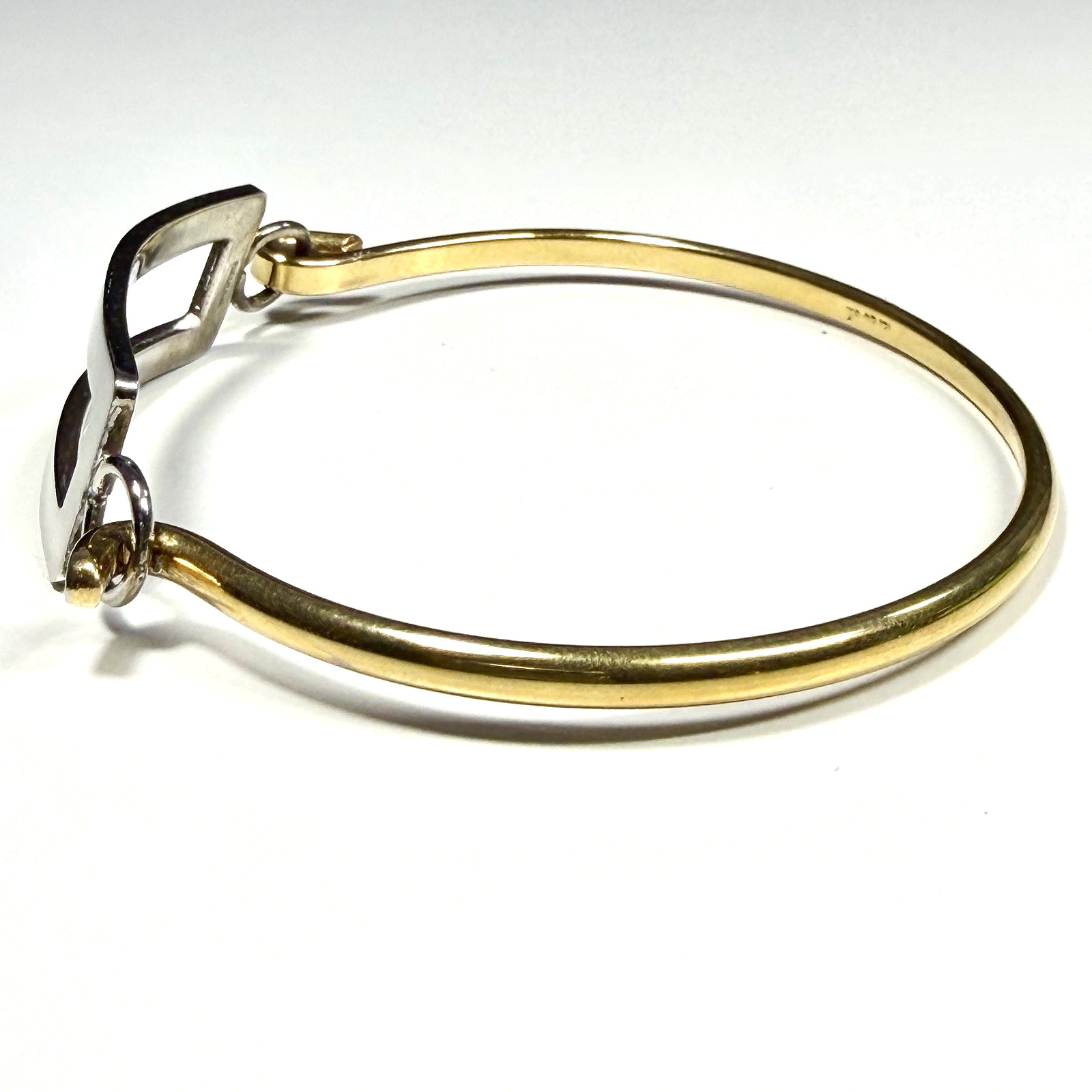 Vintage Sterling Silver & 12K Gold Filled Hinged Bangle Bracelet Open Panel MCM