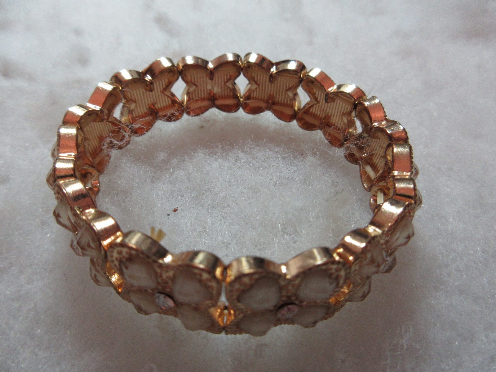 6 Older Rhinestone Bracelets Stretch Mostl Gold Tone 7.5″ Pink Green Gray Pearl