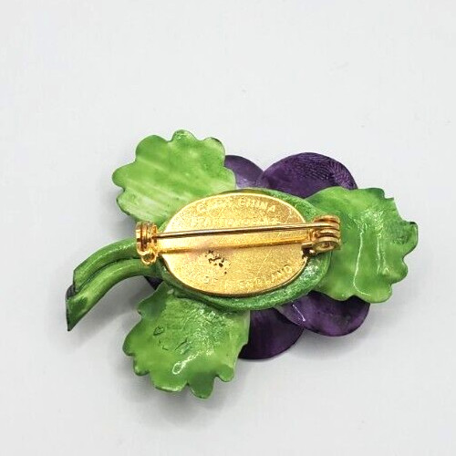 LARGE 1940’S 1950’S CARA STAFFORDSHIRE ENGLAND PANSY FLOWER PIN BROOCH (chip)