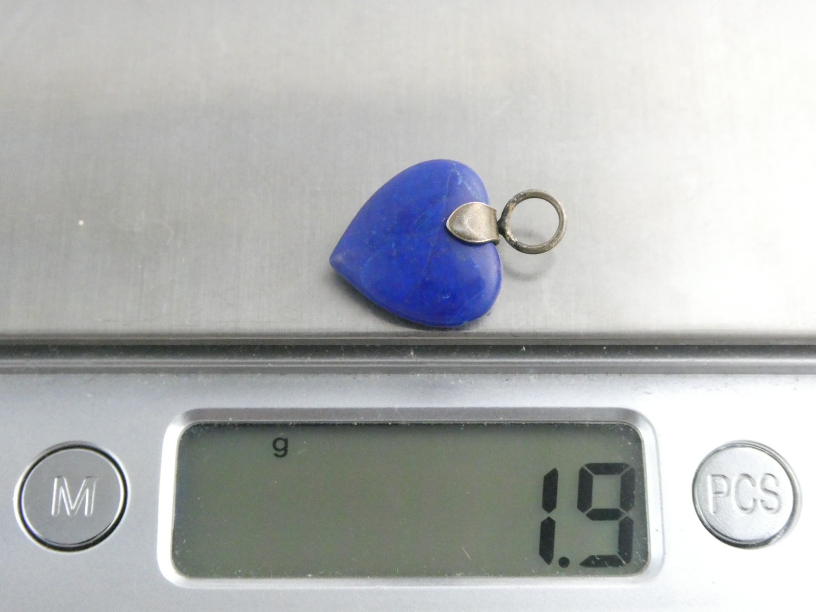 Sterling Silver Lapis Lazuli Heart Charm 1.9g NEEDS BAIL .75 Inch Length
