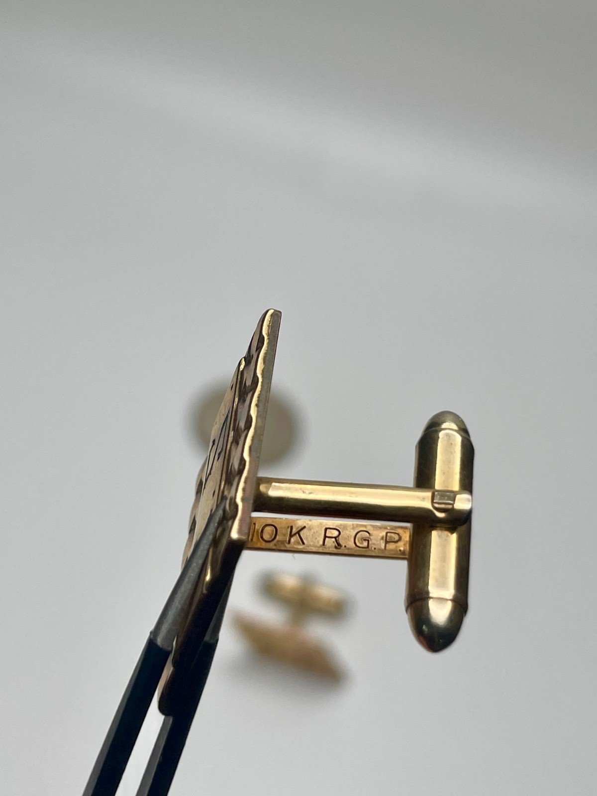 Vintage Hadley Geometric shape Gold Tone Monogrammed Cufflink