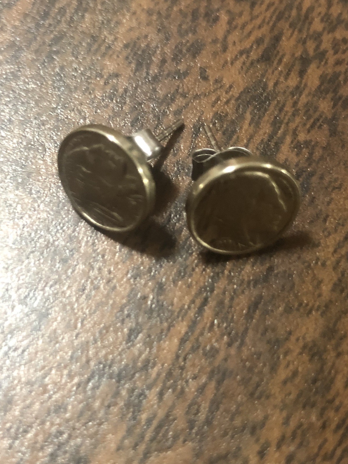 Vtg Min Replica Coin Earrings Buffalo Nickel Pierced