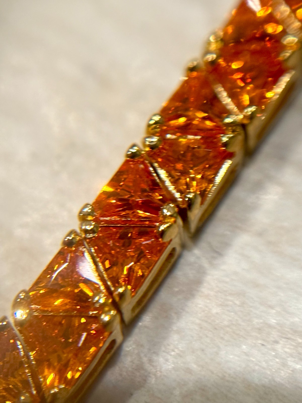VTG Suzanne Somers Bracelet Orange Gem Stone Tennis Gold 925 Silver Trillion 20g