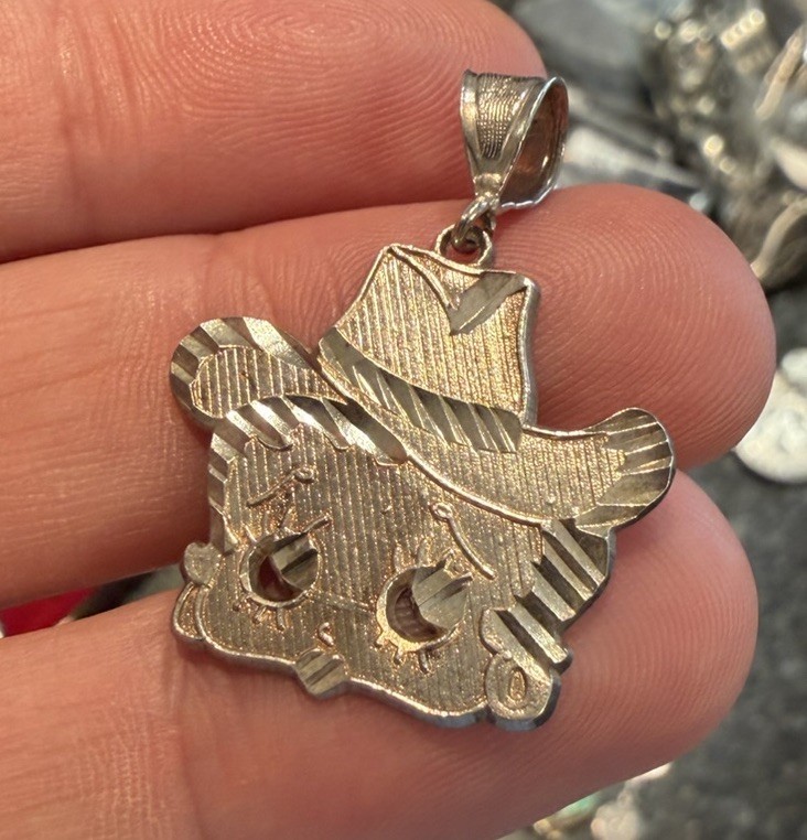 Vintage 925 Sterling Silver Betty Boop Pendant Charm Diamond Cut 3.3 Gr W/ Bail