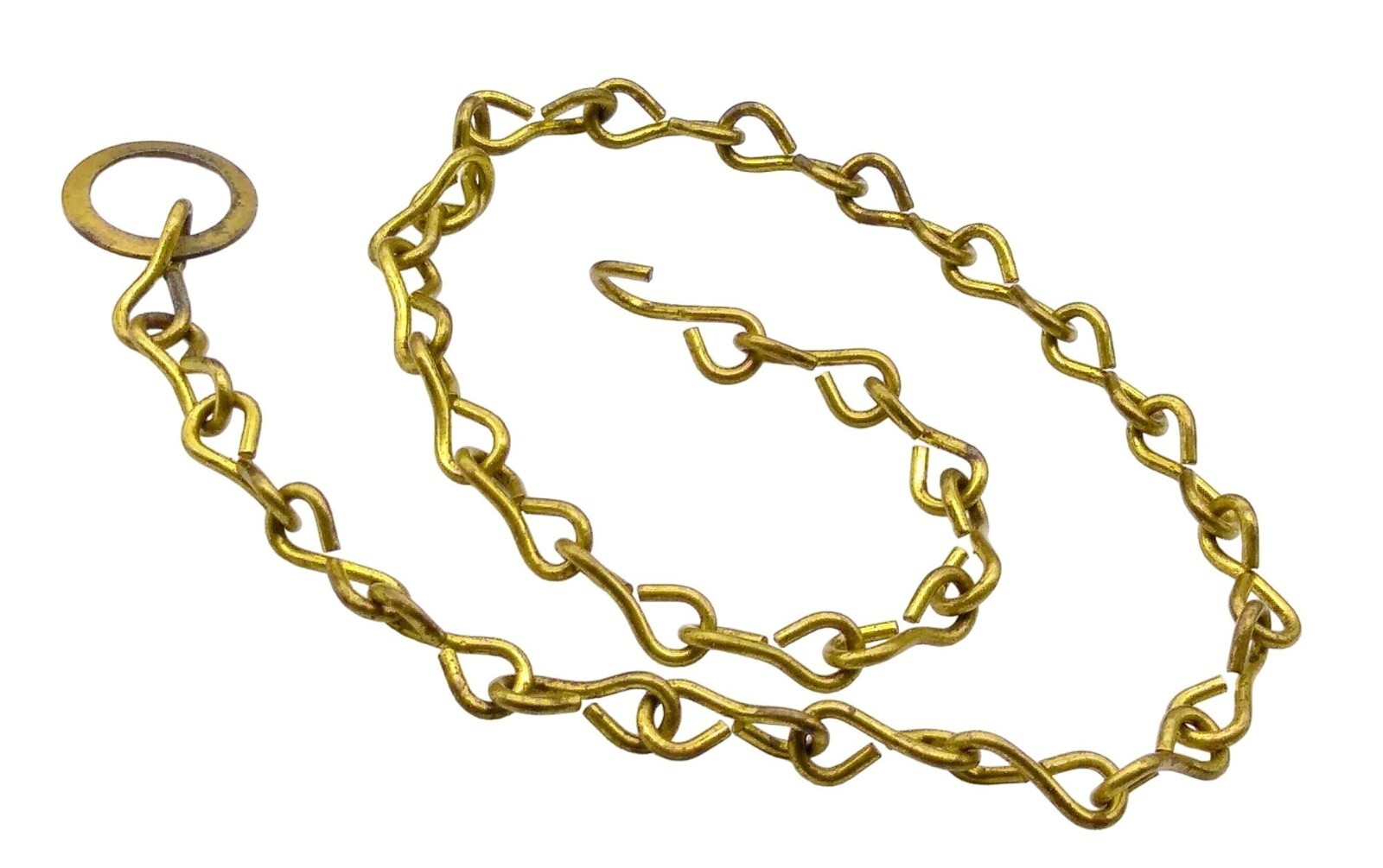 Vintage Brass Watch Chain Choker Necklace with Button Loop and Hook